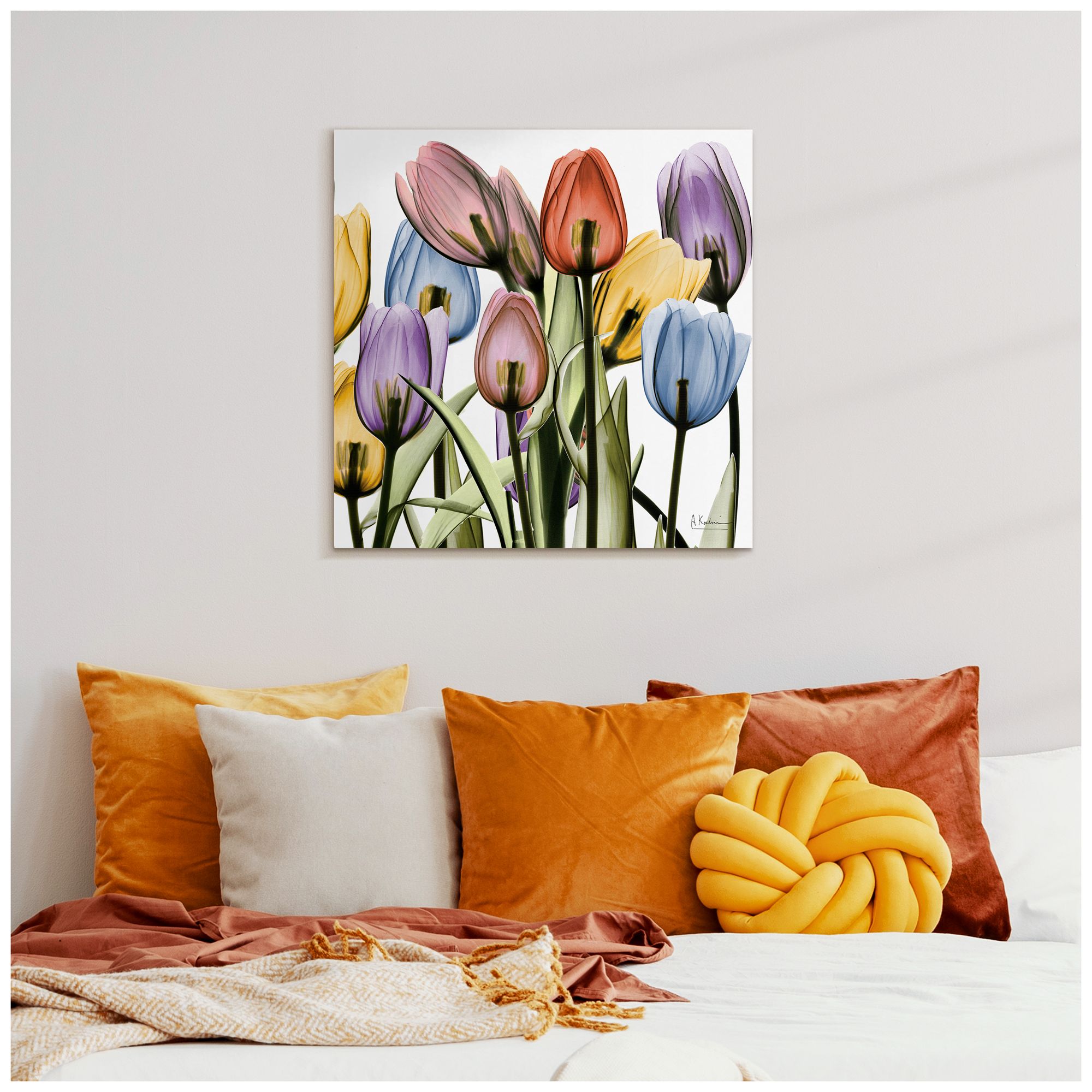 Tulip Scape x-ray II" Frameless Tempered Glass Panel Graphic Wall Art
