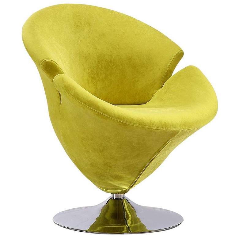 Image 1 Tulip Swivel Accent Chair in Green and Polished Chrome