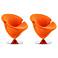 Tulip Swivel Accent Chair in Orange and Polished Chrome (Set of 2)