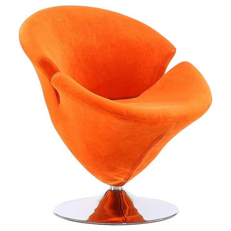 Image 1 Tulip Swivel Accent Chair in Orange and Polished Chrome
