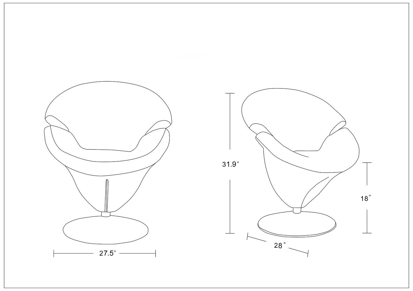 Image 3 Tulip Swivel Accent Chair in Orange and Polished Chrome more views