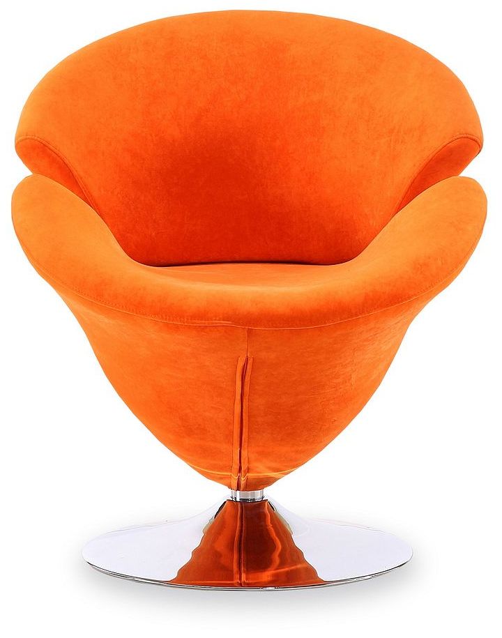 Image 4 Tulip Swivel Accent Chair in Orange and Polished Chrome more views