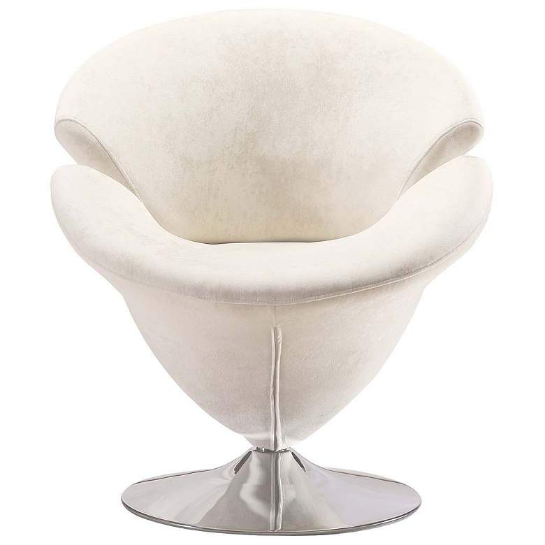 Image 1 Tulip Swivel Accent Chair in White and Polished Chrome