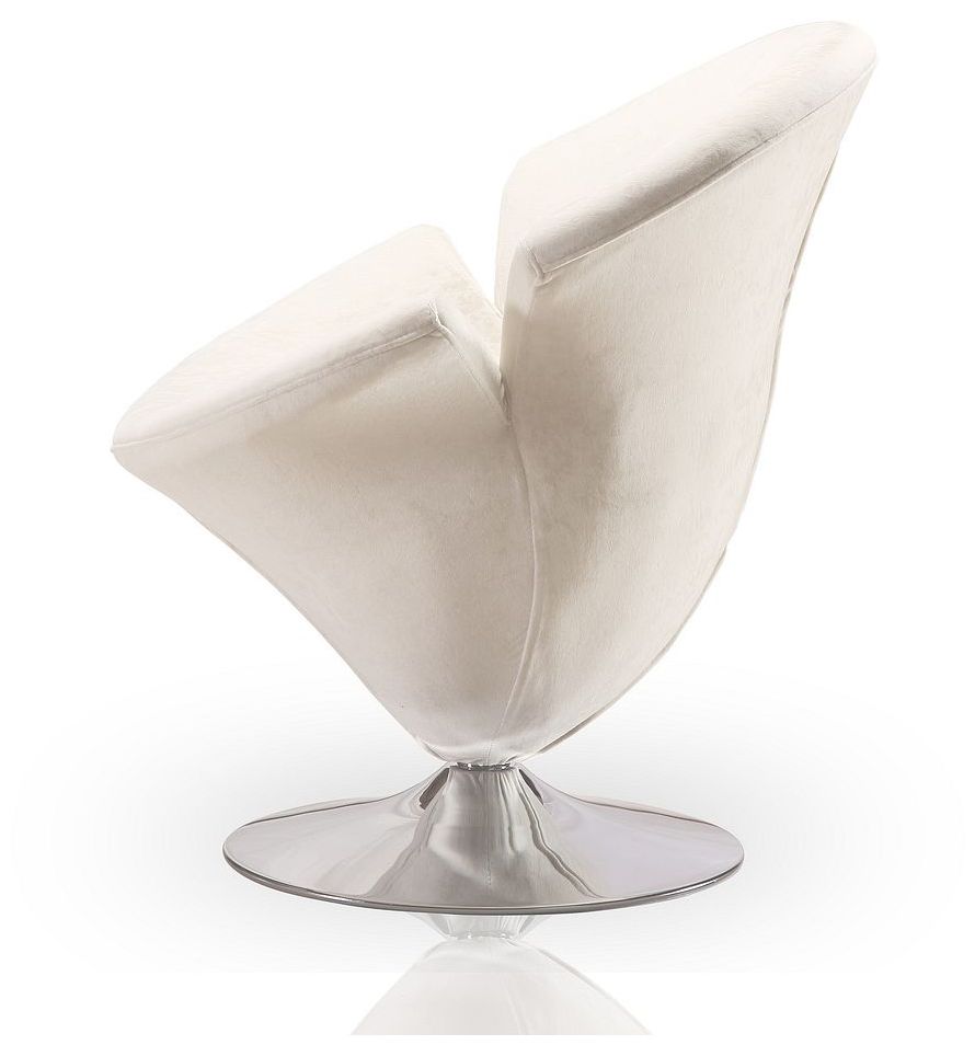 Image 4 Tulip Swivel Accent Chair in White and Polished Chrome more views