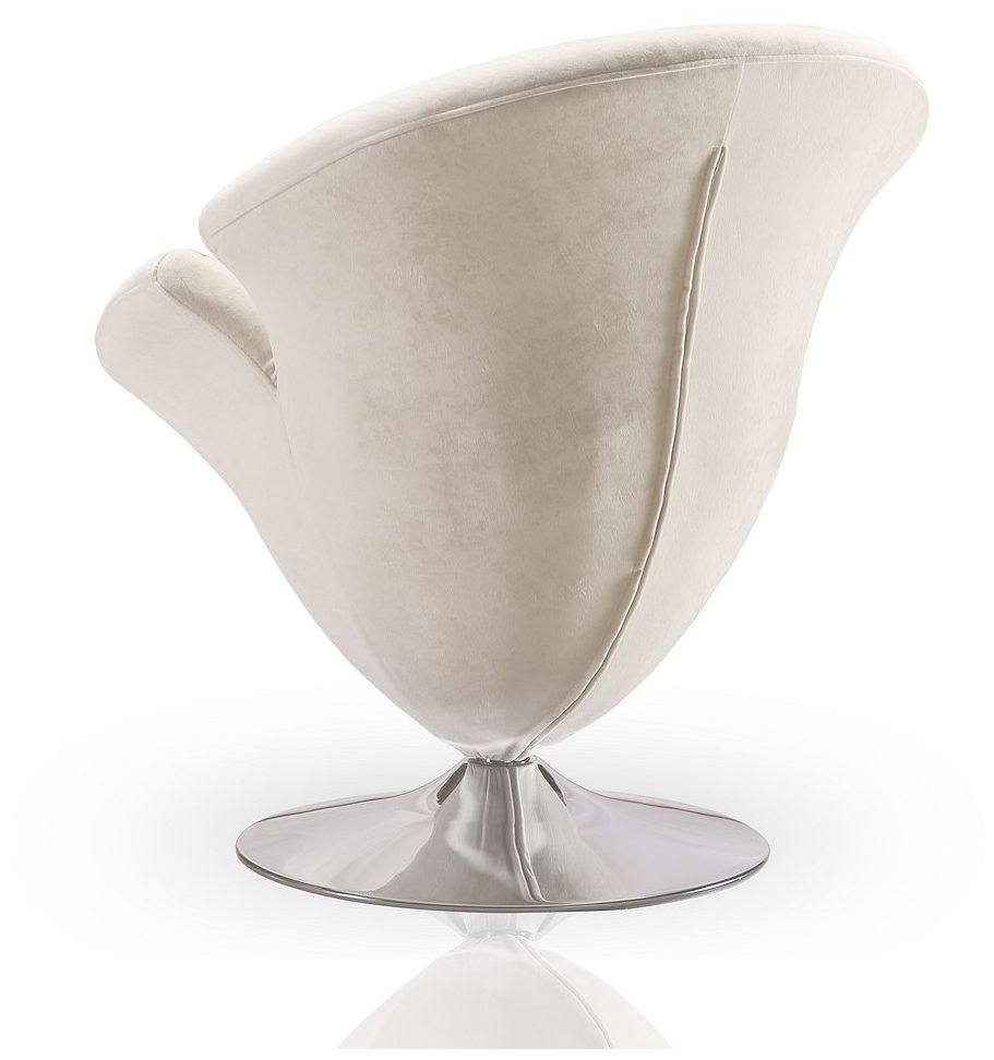 Image 5 Tulip Swivel Accent Chair in White and Polished Chrome more views