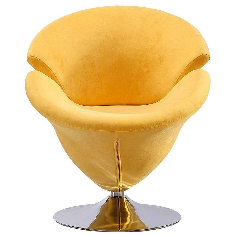 Image 1 Tulip Swivel Accent Chair in Yellow and Polished Chrome