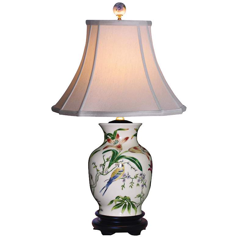 Image 2 Tulip Vase 24" High Traditional Flower and Bird Porcelain Table Lamp
