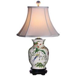 Tulip Vase 24&quot; High Traditional Flower and Bird Porcelain Table Lamp