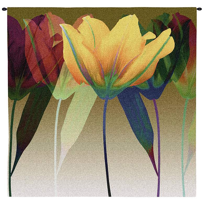 Image 1 Tulips 51 inch Square Tapestry with Hanging Rod