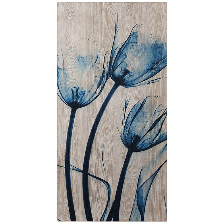 Image 2 Tulips is Blue 48" High Giclee Printed Wood Wall Art