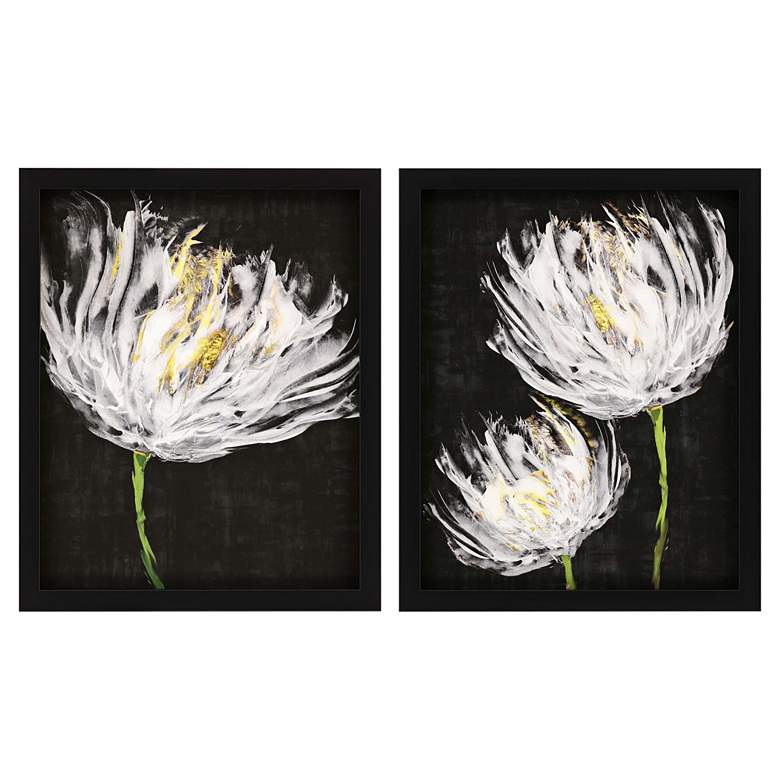 Image 2 Tulips on Black 31" High 2-Piece Framed Giclee Wall Art Set