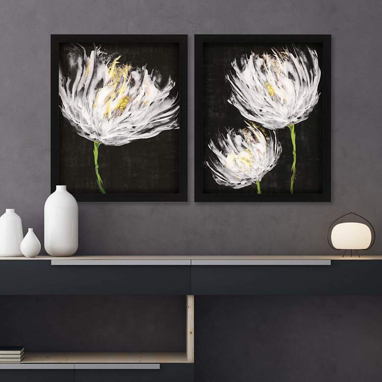 Image 1 Tulips on Black 31" High 2-Piece Framed Giclee Wall Art Set