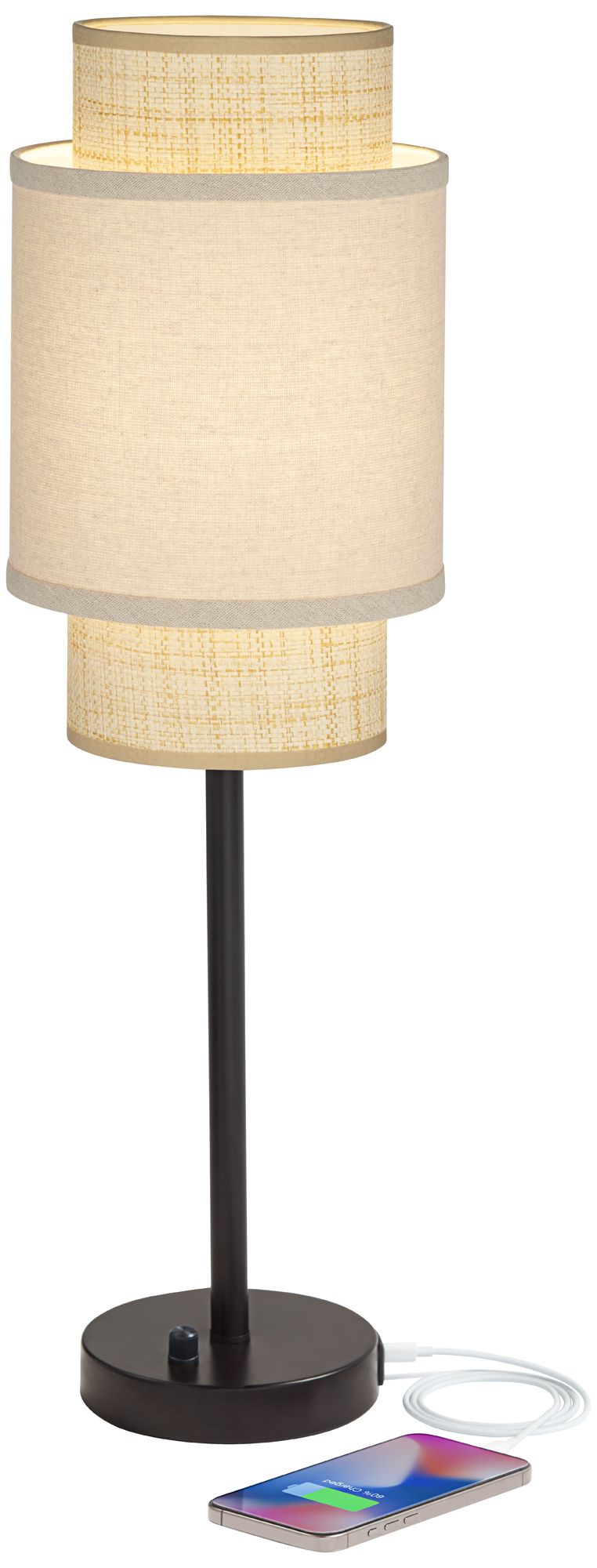 Image 4 Tull 27" Tiered Dark Bronze Outlet and USB Table Lamps Set of 2 more views