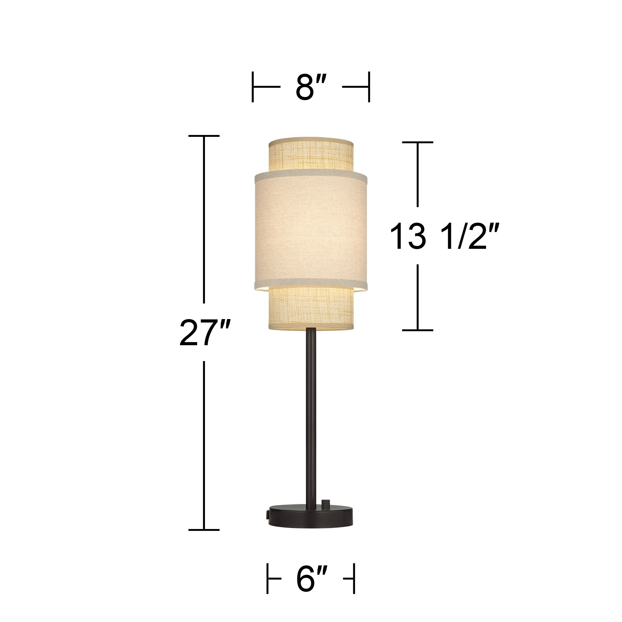 Tull 27" Tiered Dark Bronze Outlet and USB Table Lamps Set of 2 in scene