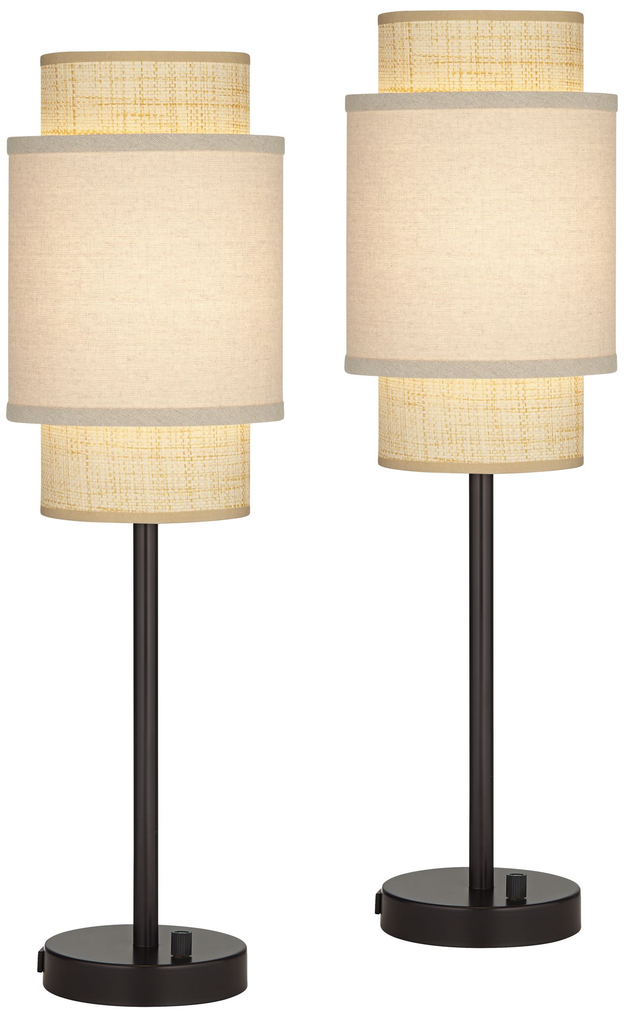 Image 3 Tull 27" Tiered Dark Bronze Outlet and USB Table Lamps Set of 2
