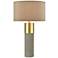 Tulle Brown Faux Shagreen and Honey Brass Column Table Lamp