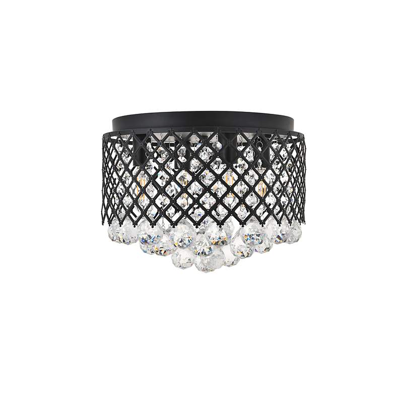 Image 4 Tully 13 1/2" Wide Matte Black and Crystal Ceiling Light more views