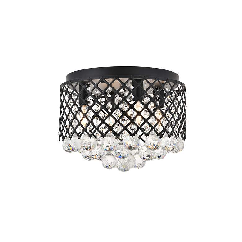 Image 5 Tully 13 1/2" Wide Matte Black and Crystal Ceiling Light more views