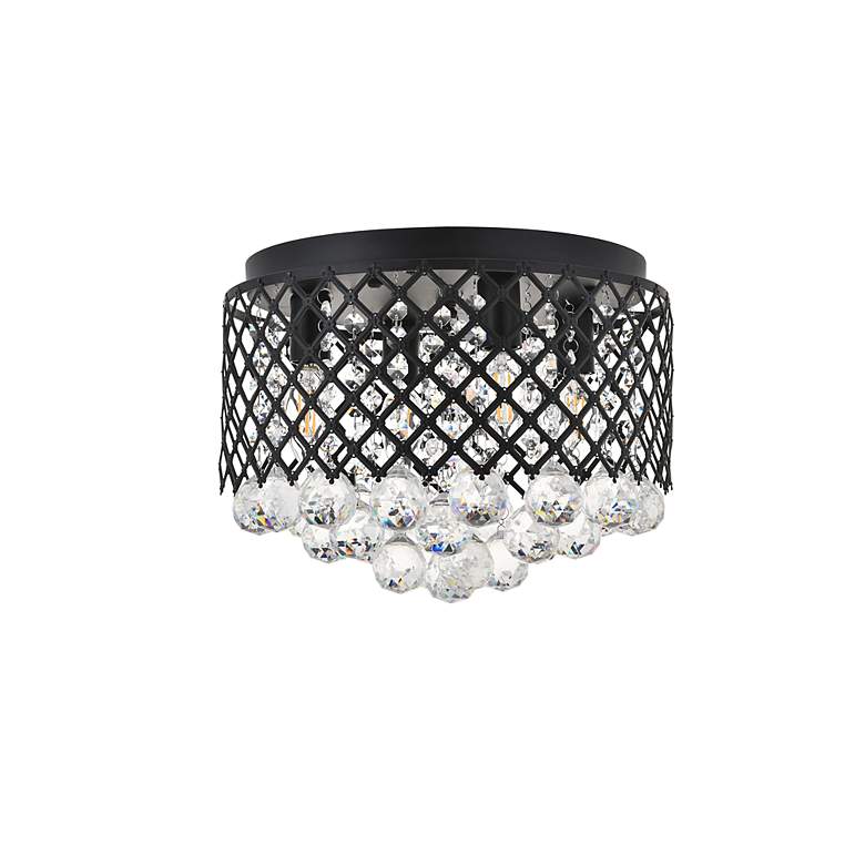 Image 6 Tully 13 1/2" Wide Matte Black and Crystal Ceiling Light more views
