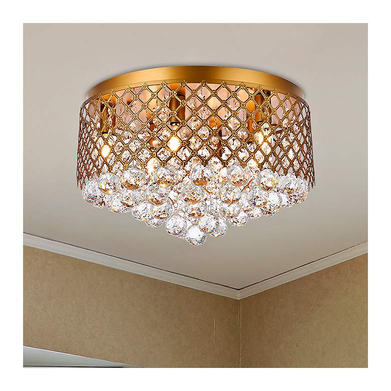 Image 2 Tully 18" Wide Brass 6-Light Ceiling Light
