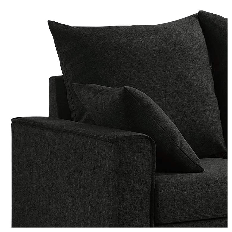 Image 2 Tully 74 inch Wide Black Fabric L-Shaped Sectional more views