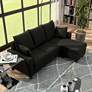 Tully 74" Wide Black Fabric L-Shaped Sectional