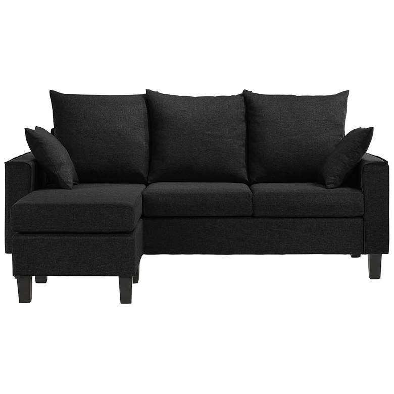 Image 3 Tully 74 inch Wide Black Fabric L-Shaped Sectional more views