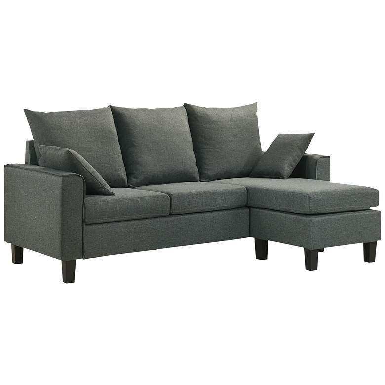 Image 2 Tully 74" Wide Dark Gray Fabric L-Shaped Sectional Sofa
