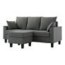 Tully 74" Wide Dark Gray Fabric L-Shaped Sectional Sofa