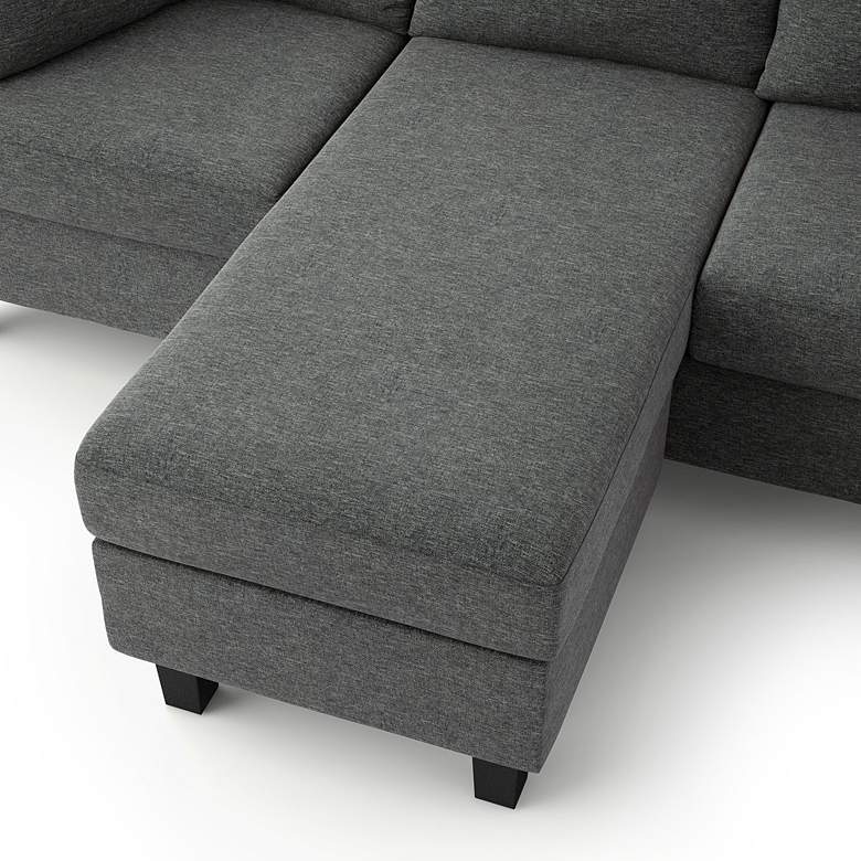 Image 6 Tully 74 inch Wide Dark Gray Fabric L-Shaped Sectional Sofa more views