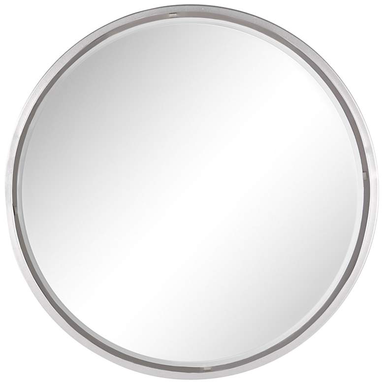 Image 2 Tully Glossy Silver Metal 24 inch Round Wall Mirror