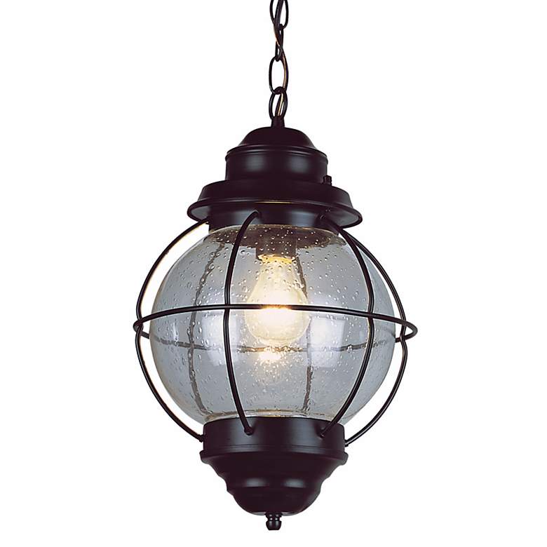 Image 1 Tulsa Lantern 13 1/2 inch High Black Hanging Light Fixture