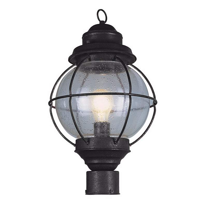 Image 1 Tulsa Lantern 15" High Black Outdoor Post Light Fixture