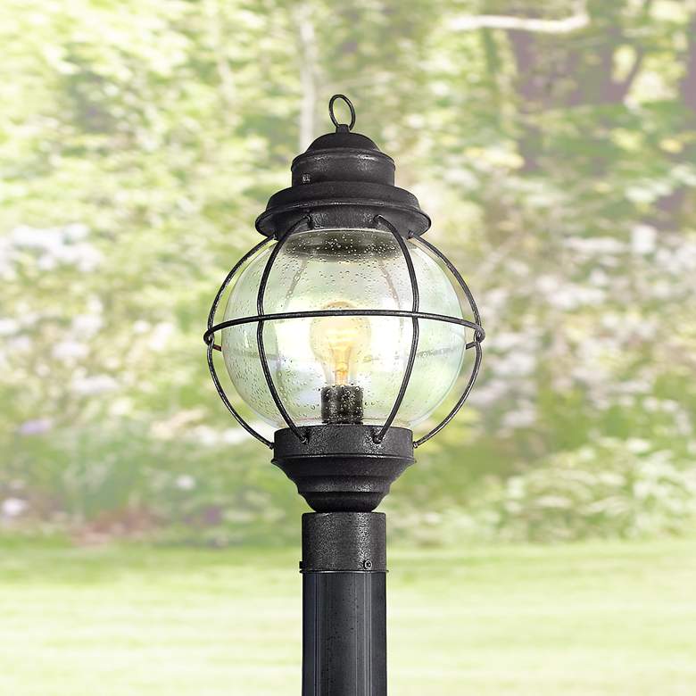 Image 1 Tulsa Lantern 19" High Black Outdoor Post Light Fixture