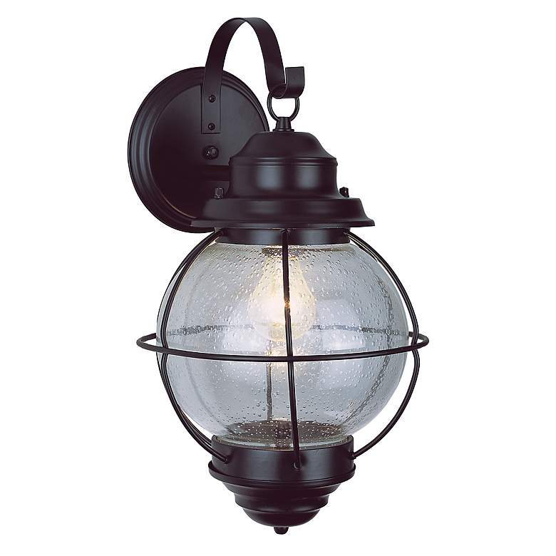 Image 1 Tulsa Lantern 19" High Black Outdoor Wall Fixture