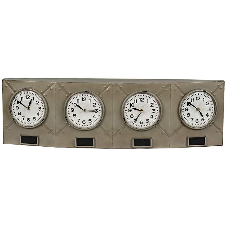 Image 1 Tunnel 35 1/4 inch Wide Time Zones Table Clock