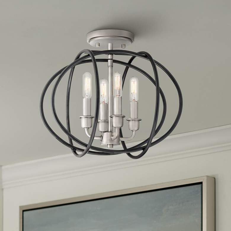 Image 1 Tupelo 13 3/4" Wide Black and Nickel 4-Light Ceiling Light