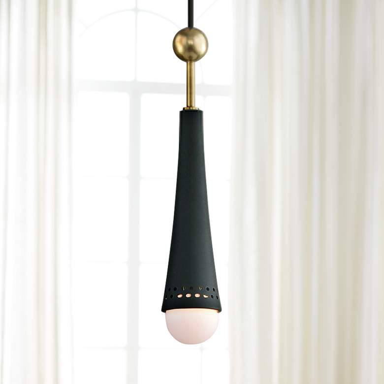 Image 1 Tupelo 2 1/2" Wide Aged Brass and Black LED Mini Pendant