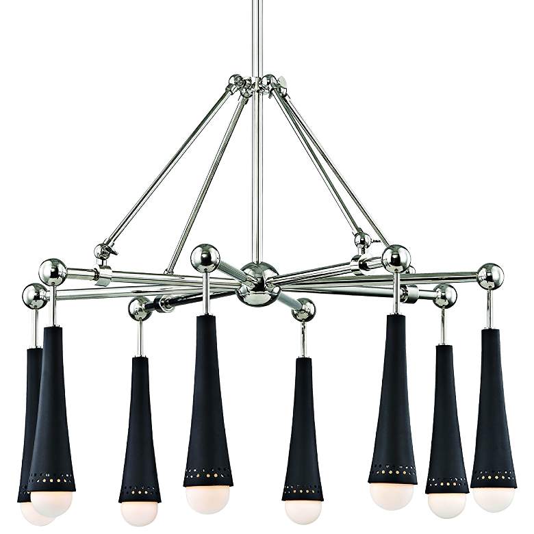 Image 1 Tupelo 29 inch Wide Polished Nickel and Black 8-LED Chandelier