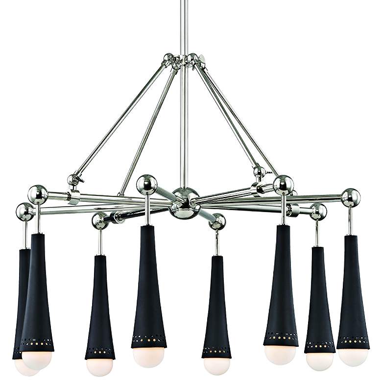 Image 1 Tupelo 29" Wide Polished Nickel and Black 8-LED Chandelier