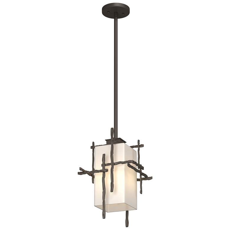 Image 1 Tura 10.1" Wide Coastal Dark Smoke Outdoor Pendant With Opal Glass Sha