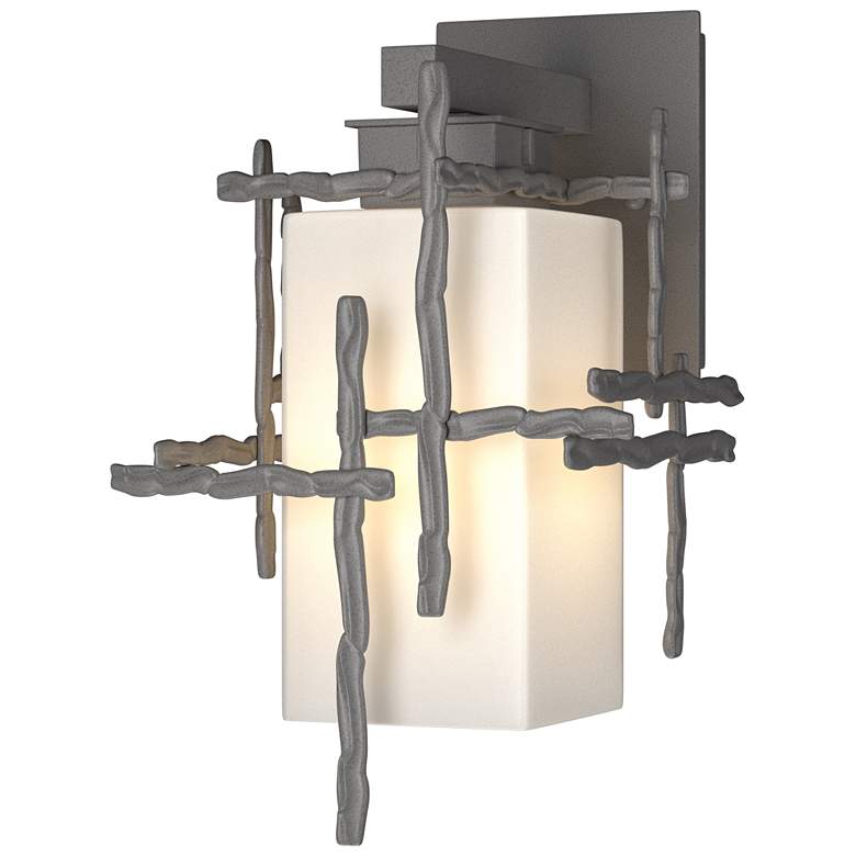 Image 1 Tura 13.6" High Coastal Burnished Steel Small Outdoor Sconce w/ Opal S
