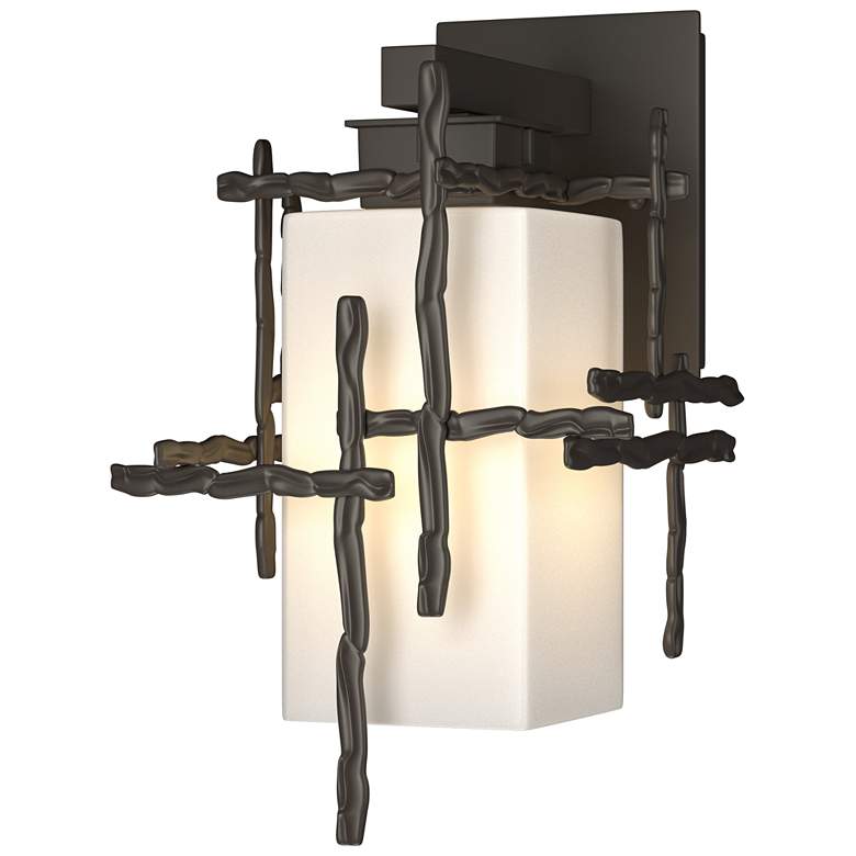 Image 1 Tura 13.6" High Coastal Dark Smoke Small Outdoor Sconce w/ Opal Glass