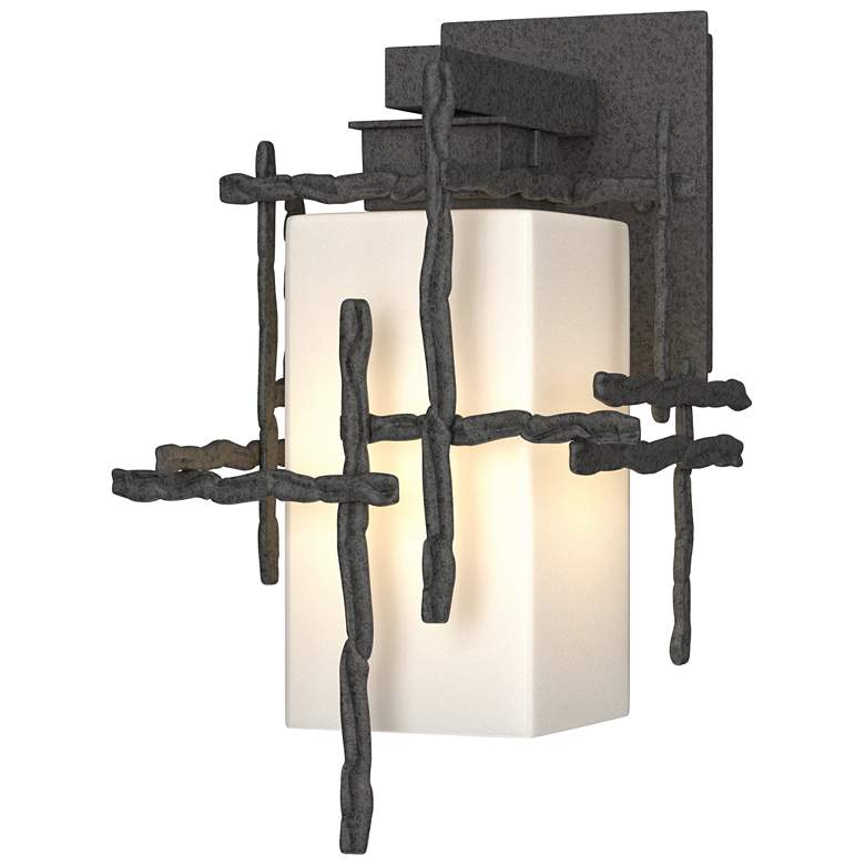 Image 1 Tura 13.6 inch High Coastal Natural Iron Small Outdoor Sconce w/ Opal Shad