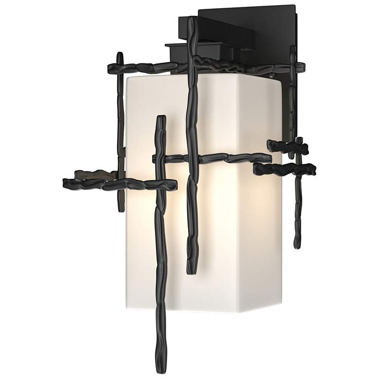 Image 1 Tura 16.4 inch High Coastal Black Medium Outdoor Sconce With Opal Glass Sh