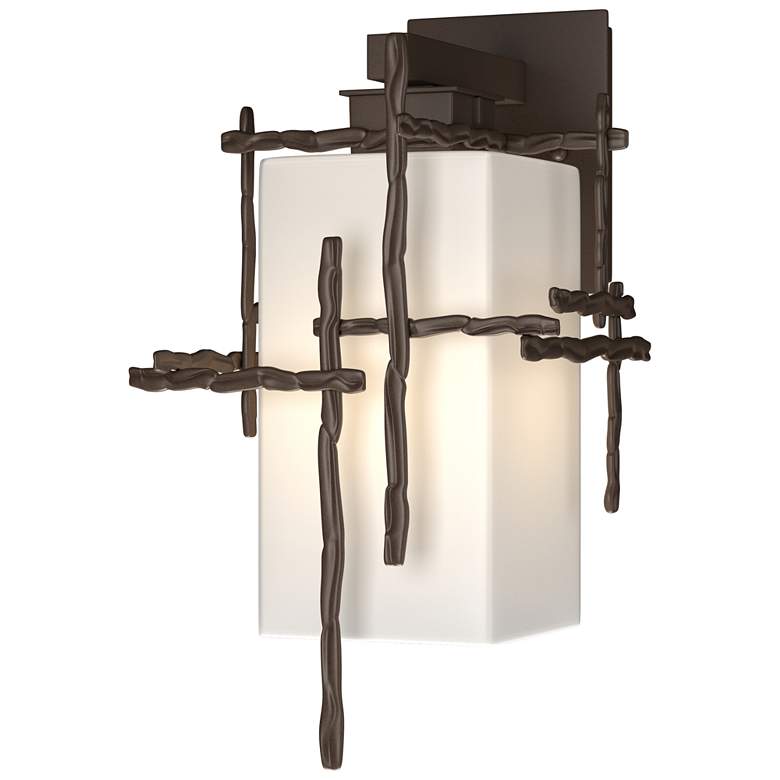 Image 1 Tura 16.4" High Coastal Bronze Medium Outdoor Sconce With Opal Glass S
