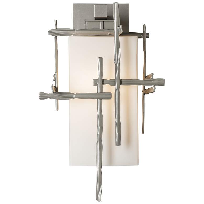 Image 1 Tura 16.4" High Opal Glass Coastal Burnished Steel Outdoor Sconce