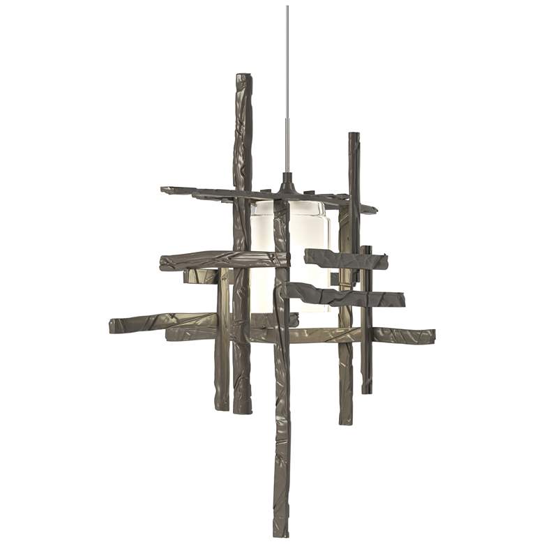 Image 1 Tura 16.4"W Dark Smoke Standard Mini-Pendant w/ Frosted Glass Shade