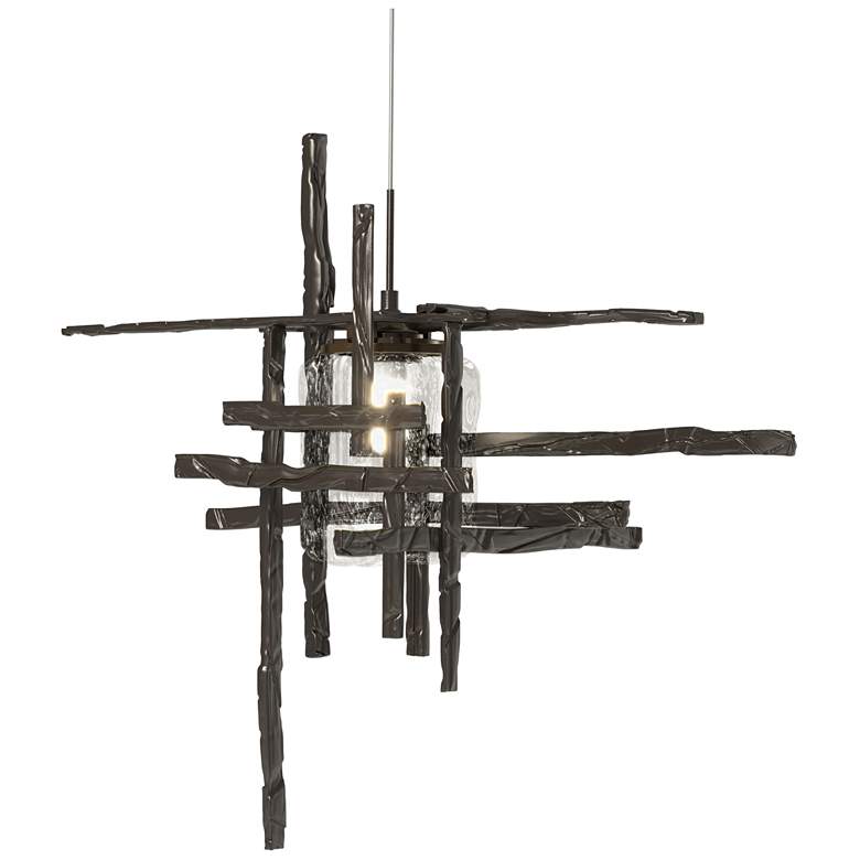 Image 1 Tura 16.4"W Oil Rubbed Bronze Standard Mini-Pendant w/ Seeded Clear Sh