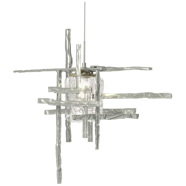 Image 1 Tura 16.4"W Standard Mini-Pendant w/ Seeded Clear Glass Shade